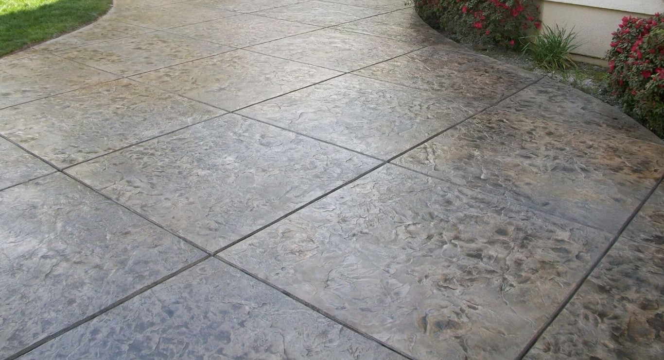 Beautiful stamped concrete patio with stone pattern finish in Camarillo, CA